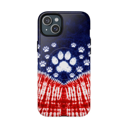PAW PRINT RED WHITE & BLUE MAGNETIC PHONE CASE - TLTW1604262