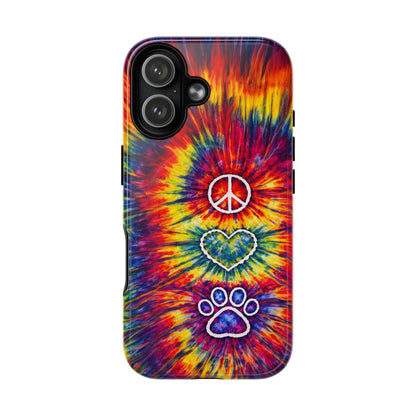 PEACE LOVE PAW PRINT COLORFUL MAGNETIC PHONE CASE - TLNT1604262