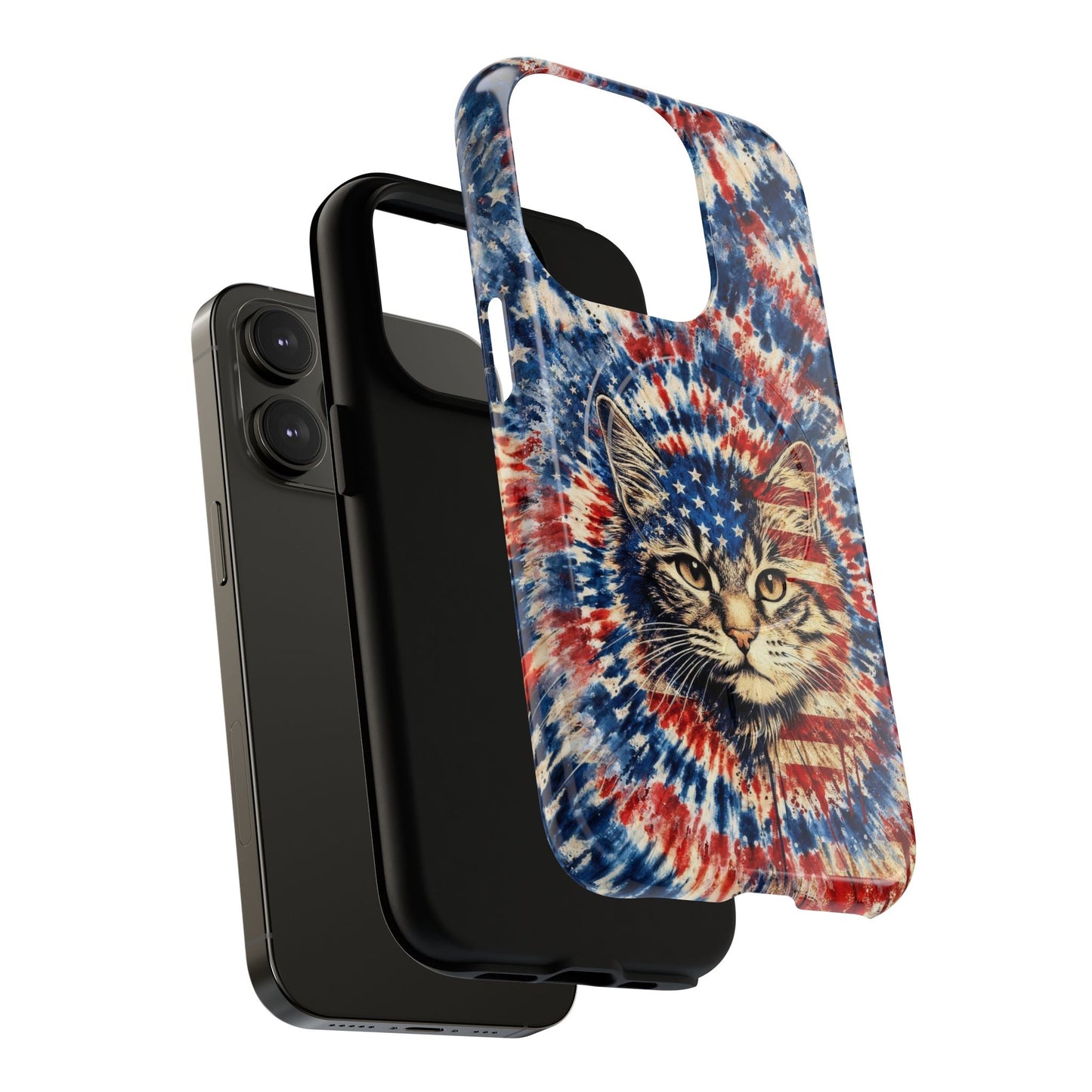 CAT RED WHITE & BLUE VINTAGE MAGNETIC PHONE CASE  - TLHG2004262