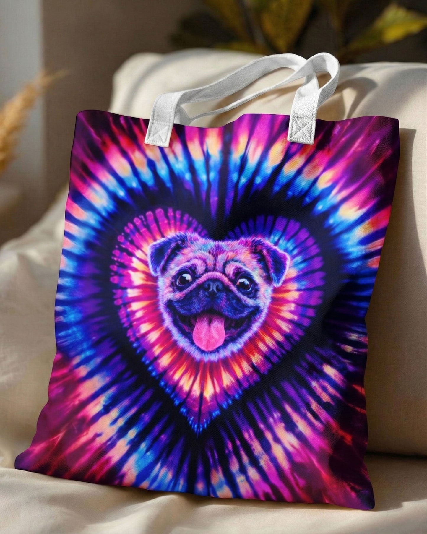PUG DOG HEART SWIRL TOTE BAG  - TLTW1104265
