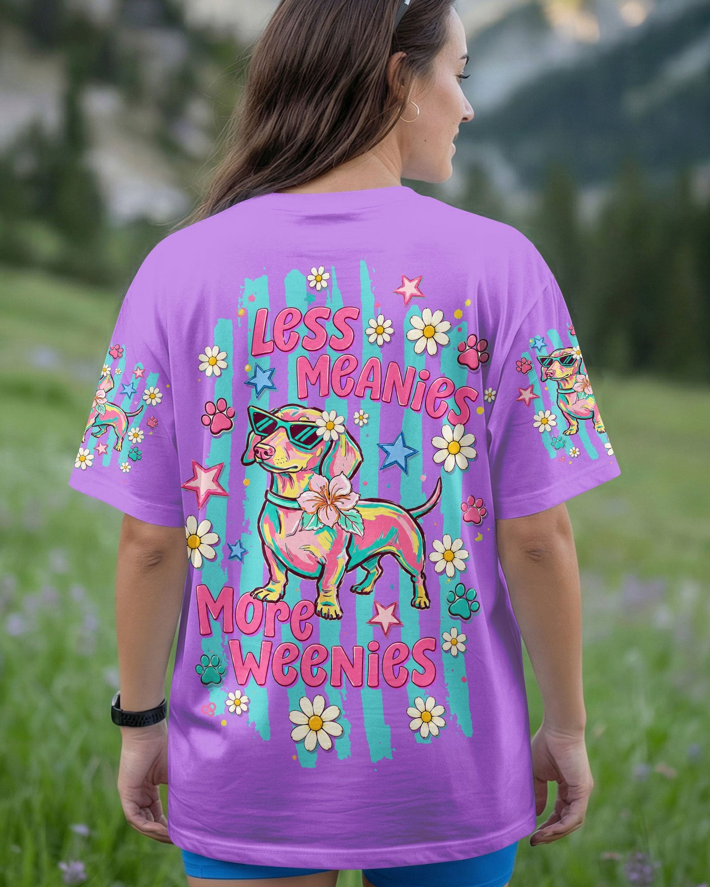 LESS MEANIES MORE WEENIES DACHSHUND DOG  ALL OVER PRINT - TLTW2005261