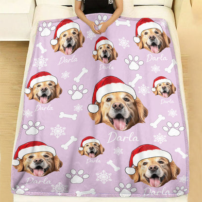 Personalized Pet Dog Cat Photo And Name Christmas Custom Soft Blanket