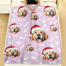 Load image into Gallery viewer, Personalized Pet Dog Cat Photo And Name Christmas Custom Soft Blanket
