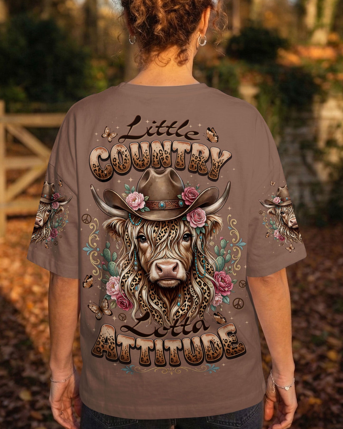 LITTLE COUNTRY LOTTA ATTITUDE COW ALL OVER PRINT  - TLTW1006264