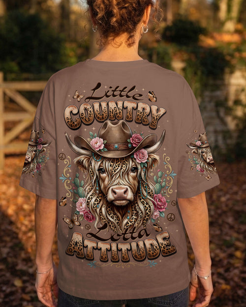 LITTLE COUNTRY LOTTA ATTITUDE COW ALL OVER PRINT  - TLTW1006264
