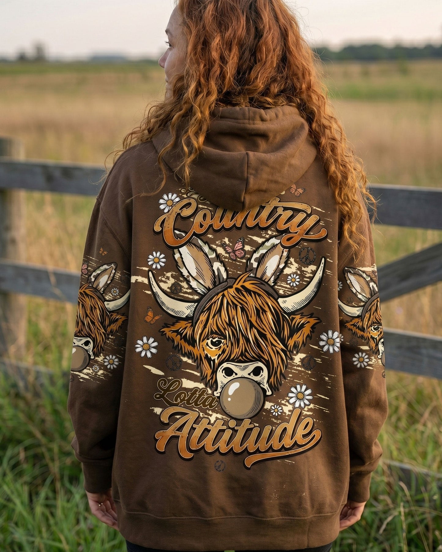 LITTLE COUNTRY LOTTA ATTITUDE COW ALL OVER PRINT  - TLTW1106262