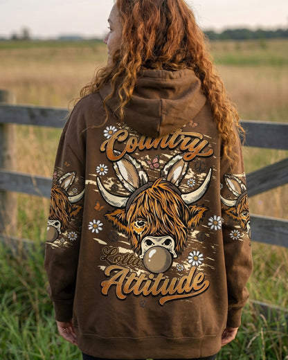 LITTLE COUNTRY LOTTA ATTITUDE COW ALL OVER PRINT  - TLTW1106262