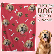 Load image into Gallery viewer, Personalized Pet Dog Cat Photo And Name Custom Soft Blanket
