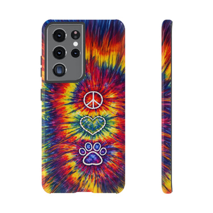 PEACE LOVE PAW PRINT COLORFUL PHONE CASE - TLNT1604262