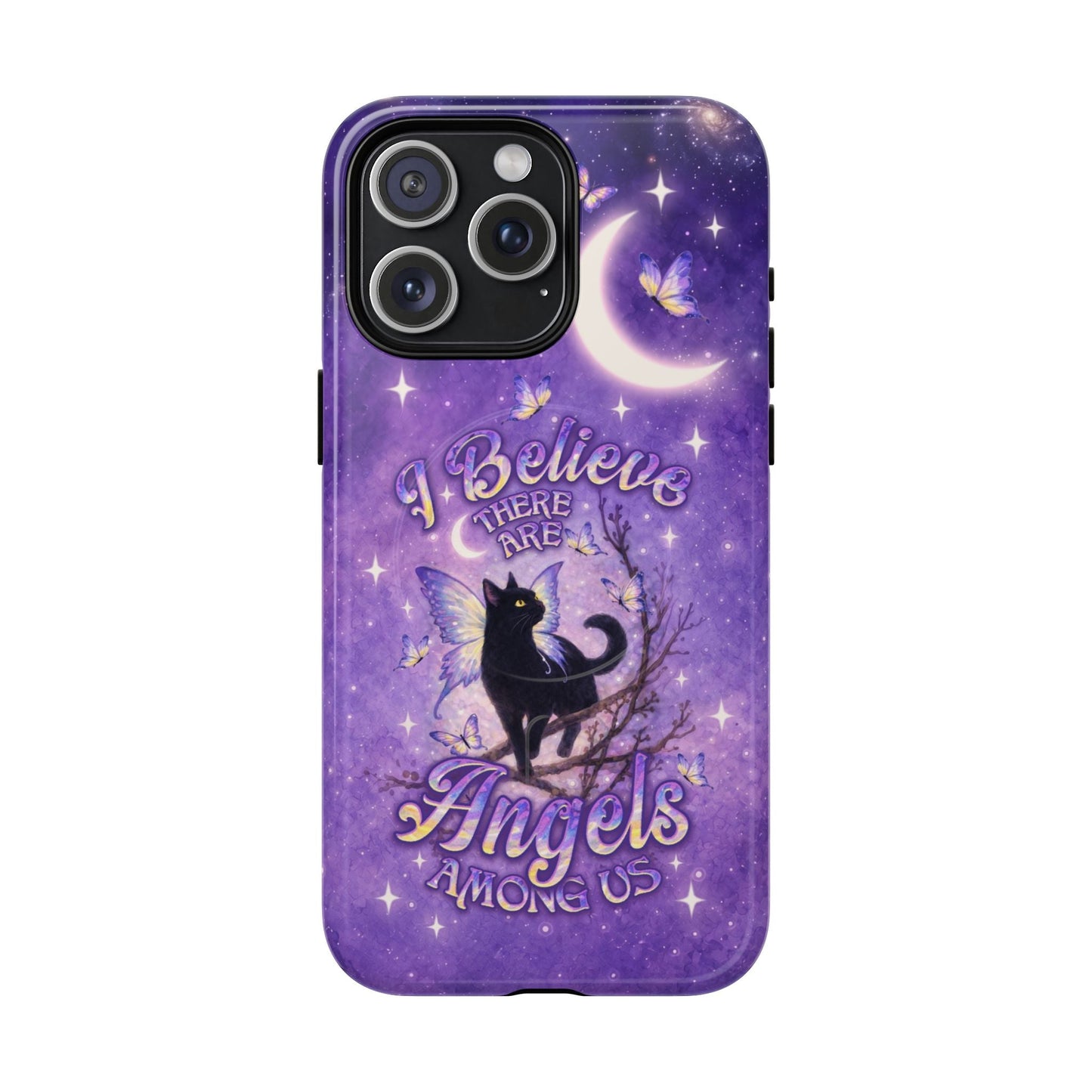 I BELIEVE THERE ARE ANGELS AMONG US BLACK CAT MAGNETIC PHONE CASE  - TLNO2605262