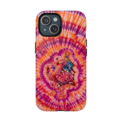 RED WHITE & BLUE FLAMINGO SWIRL MAGNETIC PHONE CASE  - TLNO0405262