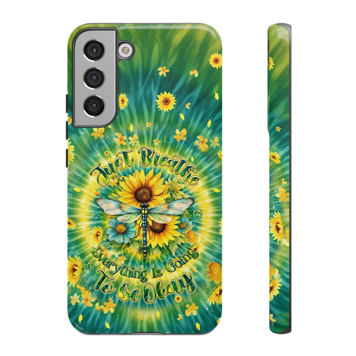 JUST BREATHE DRAGONFLY FLORAL SWIRL PHONE CASE  - TLHG1304263