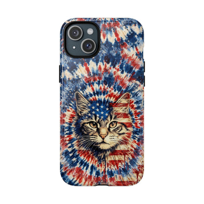 CAT RED WHITE & BLUE VINTAGE MAGNETIC PHONE CASE  - TLHG2004262