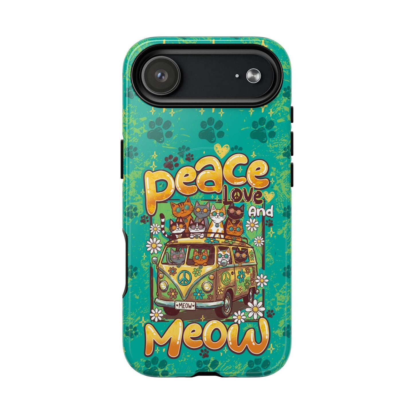 PEACE LOVE AND MEOW CATS MAGNETIC PHONE CASE - TY0707263