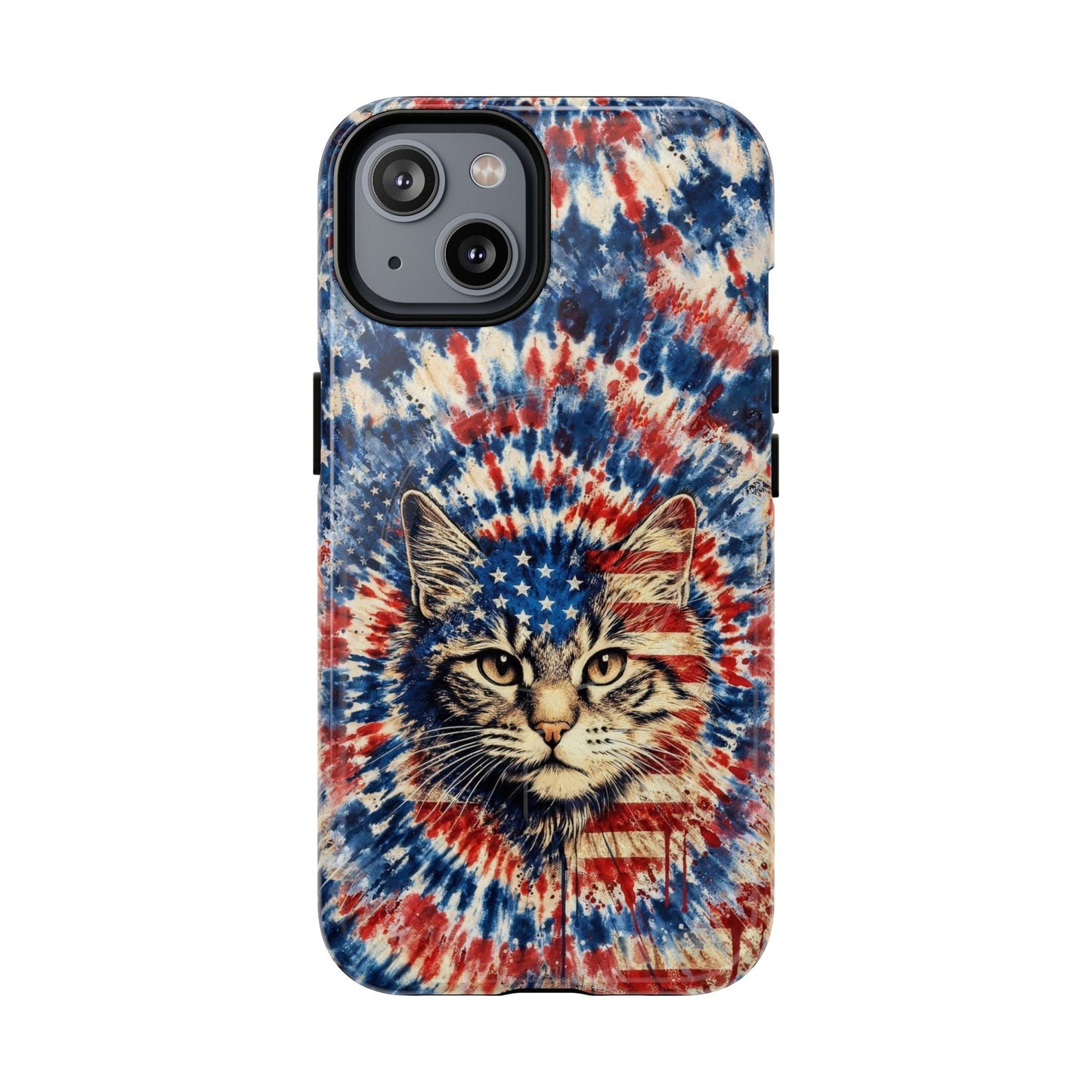 CAT RED WHITE & BLUE VINTAGE MAGNETIC PHONE CASE  - TLHG2004262