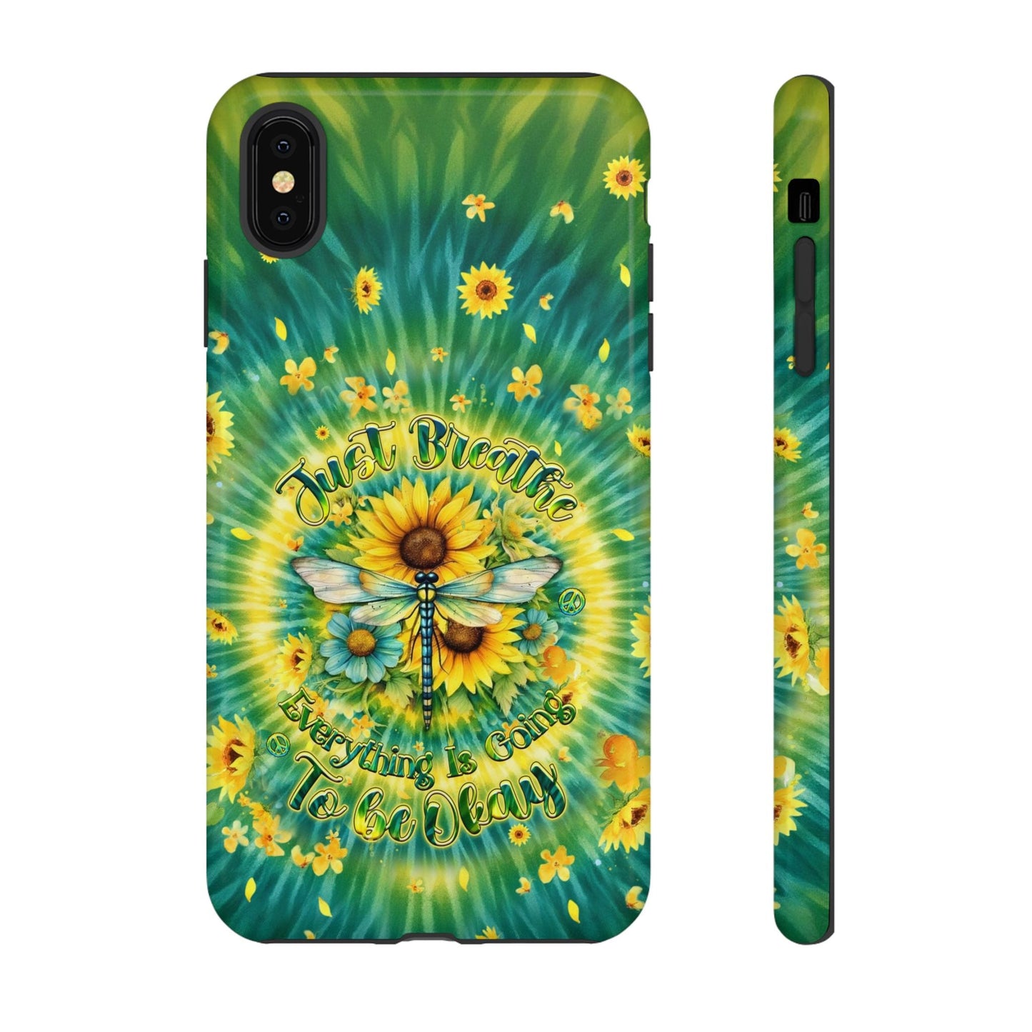 JUST BREATHE DRAGONFLY FLORAL SWIRL PHONE CASE  - TLHG1304263