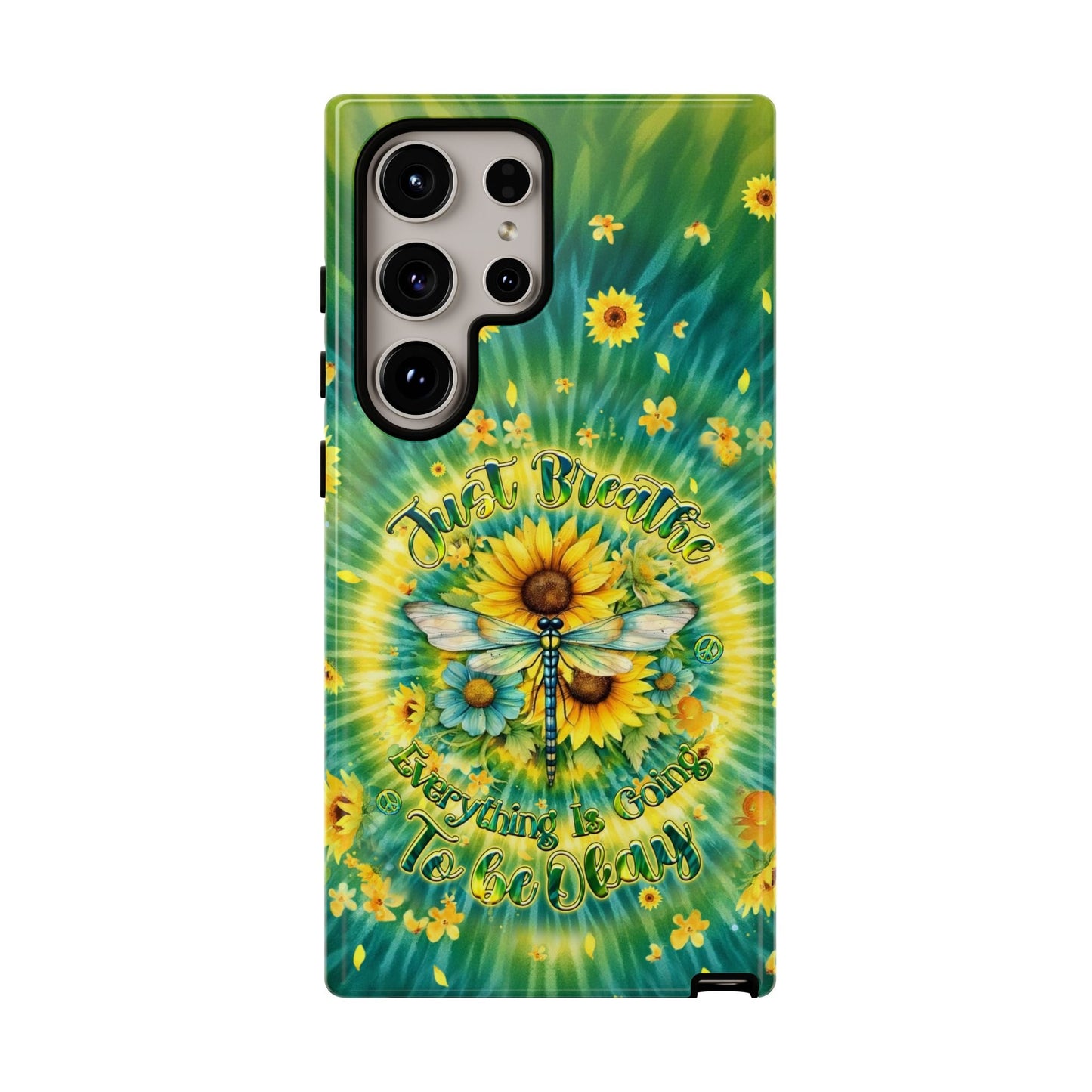 JUST BREATHE DRAGONFLY FLORAL SWIRL PHONE CASE  - TLHG1304263