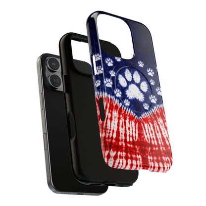 PAW PRINT RED WHITE & BLUE MAGNETIC PHONE CASE - TLTW1604262