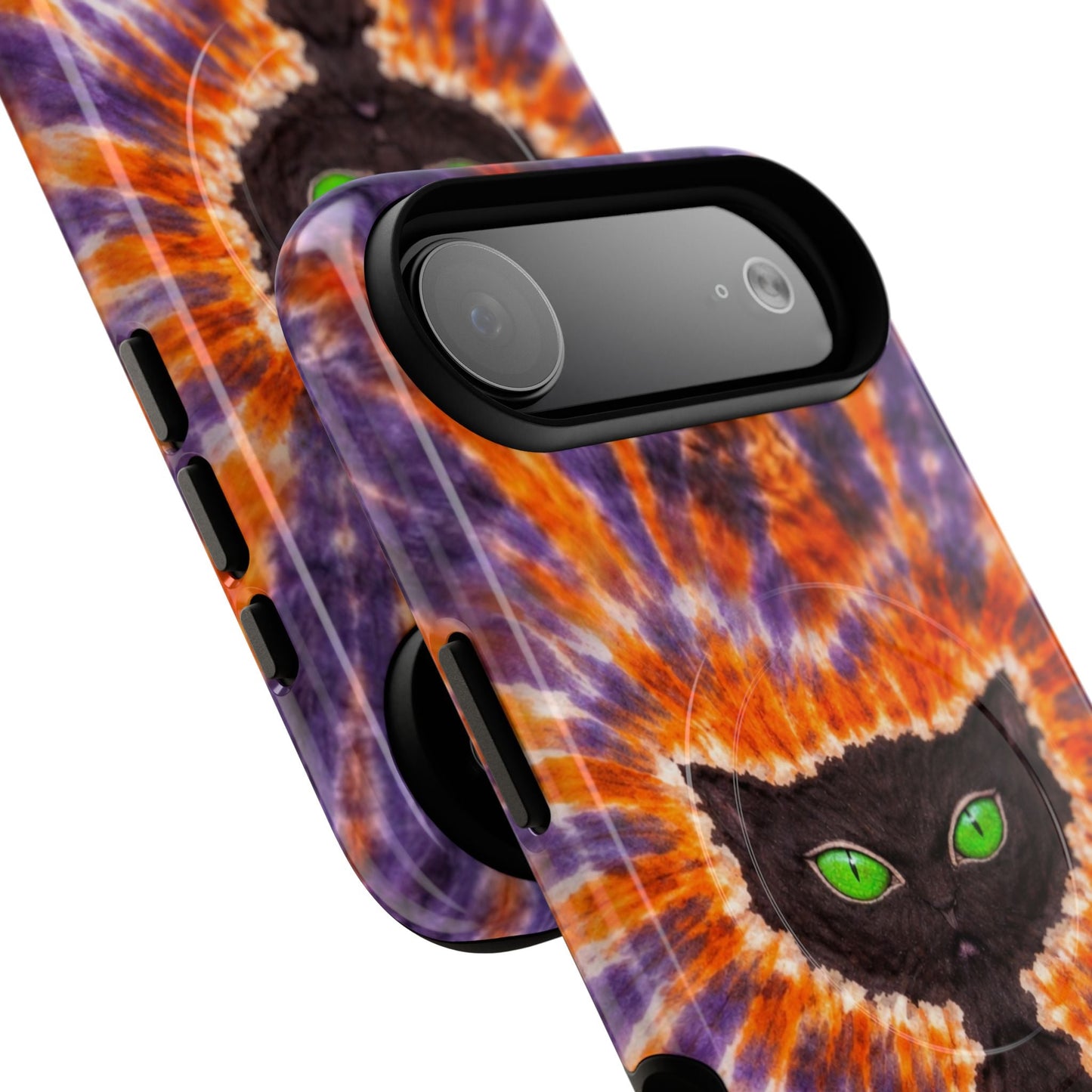 BLACK CAT PURPLE & ORANGE MAGNETIC  PHONE CASE  - TLHN2404264