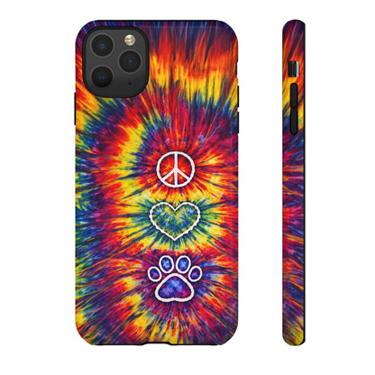 PEACE LOVE PAW PRINT COLORFUL PHONE CASE - TLNT1604262