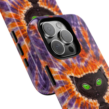 BLACK CAT PURPLE & ORANGE MAGNETIC  PHONE CASE  - TLHN2404264