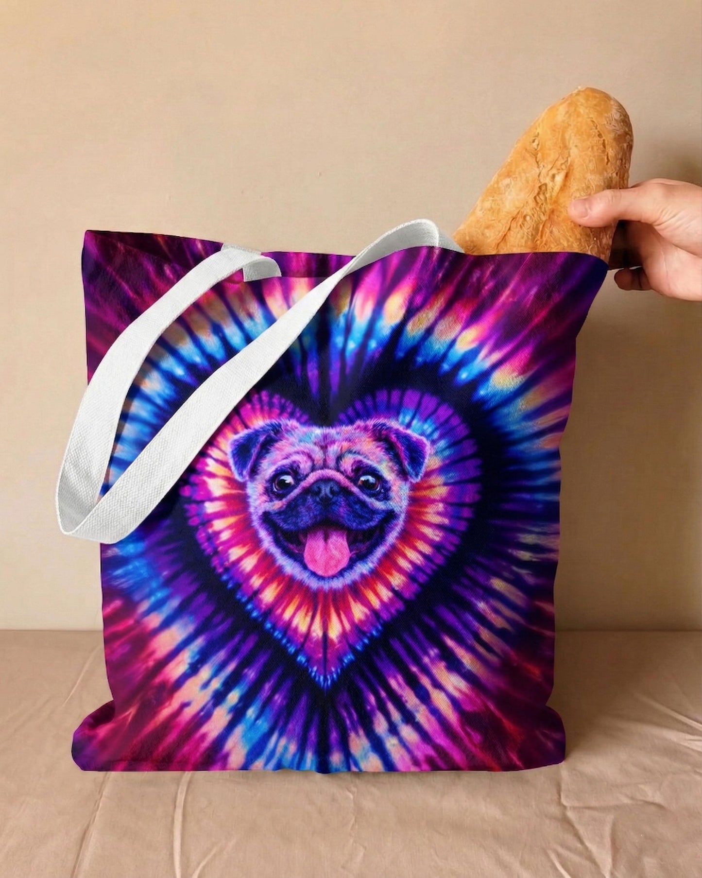 PUG DOG HEART SWIRL TOTE BAG  - TLTW1104265
