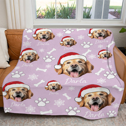 Personalized Pet Dog Cat Photo And Name Christmas Custom Soft Blanket