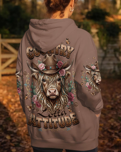 LITTLE COUNTRY LOTTA ATTITUDE COW ALL OVER PRINT  - TLTW1006264