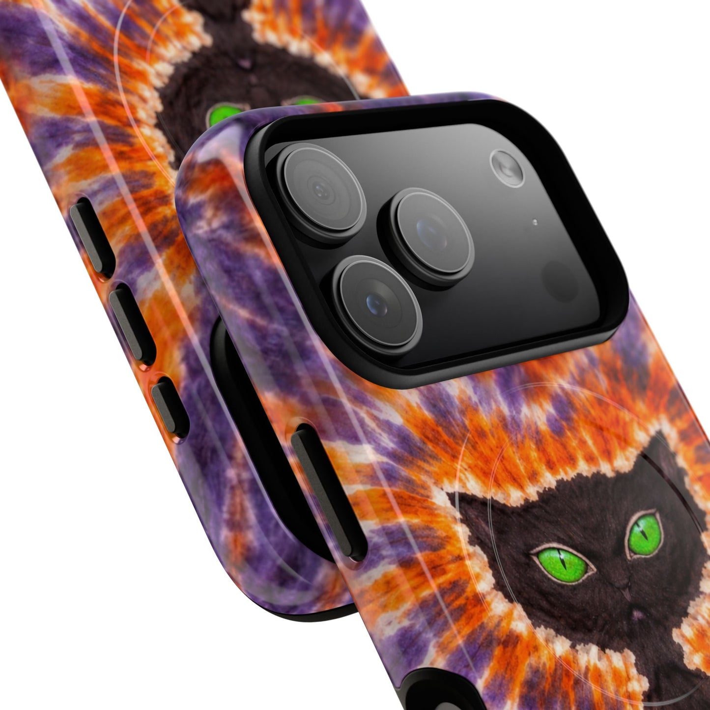 BLACK CAT PURPLE & ORANGE MAGNETIC  PHONE CASE  - TLHN2404264