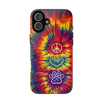 PEACE LOVE PAW PRINT COLORFUL PHONE CASE - TLNT1604262