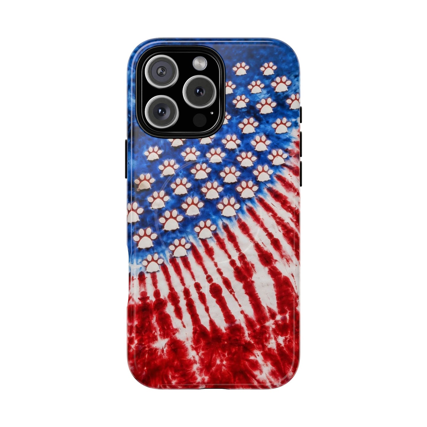 PAW PRINT RED WHITE & BLUE MAGNETIC PHONE CASE - TLHG1704262