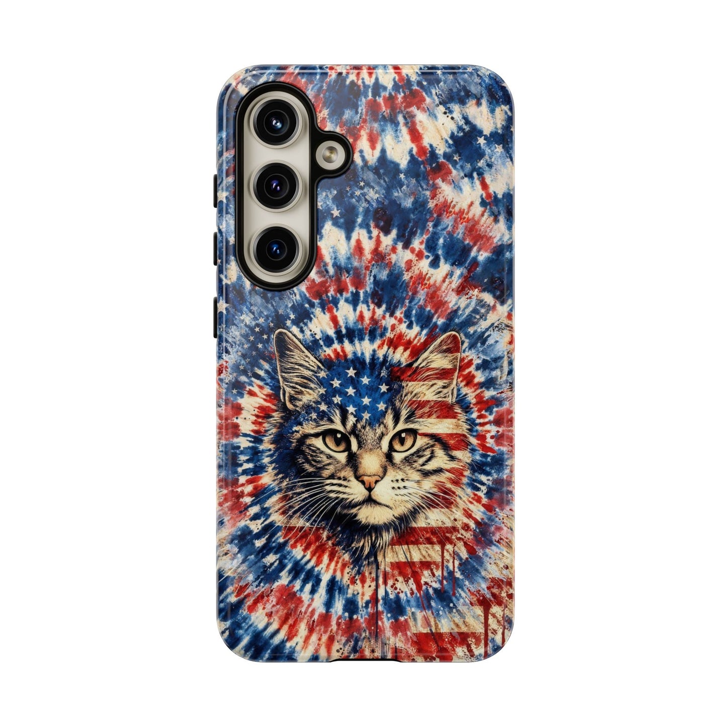 CAT RED WHITE & BLUE VINTAGE PHONE CASE  - TLHG2004262