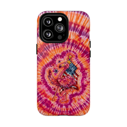 RED WHITE & BLUE FLAMINGO SWIRL MAGNETIC PHONE CASE  - TLNO0405262