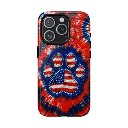 PAW PRINT RED WHITE & BLUE MAGNETIC PHONE CASE  - TLHN0405264
