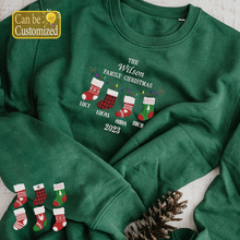 Load image into Gallery viewer, Personalized Embroidered Family Stockings Names Christmas Hoodie Sweatshirt T-Shirt
