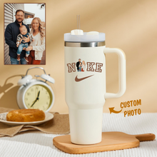 Load image into Gallery viewer, Mother&#39;s Day NKE Personalized Text 40oz Insulated Mug with Handle and Straw Stainless Steel Custom Travel Cup Gift for Family Friends Couples
