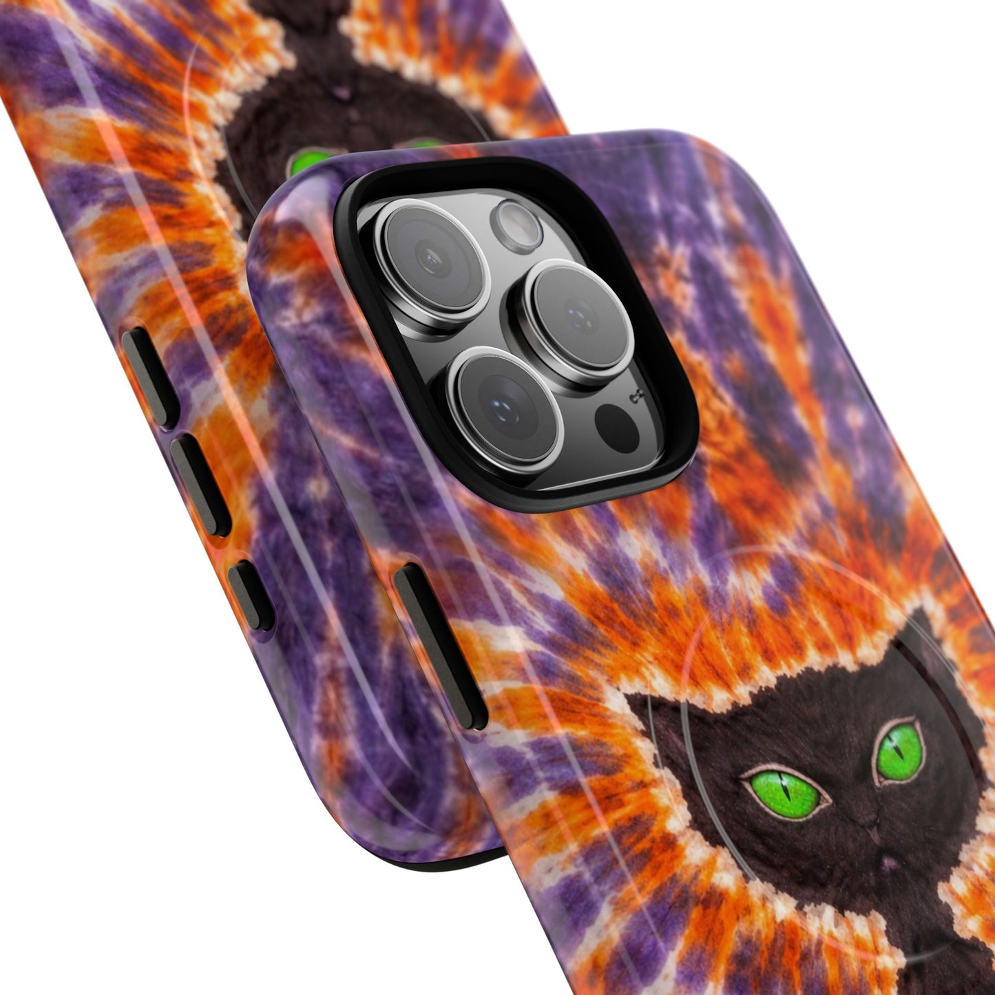 BLACK CAT PURPLE & ORANGE MAGNETIC  PHONE CASE  - TLHN2404264