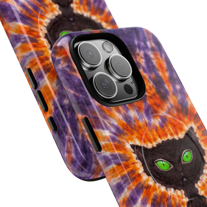 BLACK CAT PURPLE & ORANGE MAGNETIC  PHONE CASE  - TLHN2404264