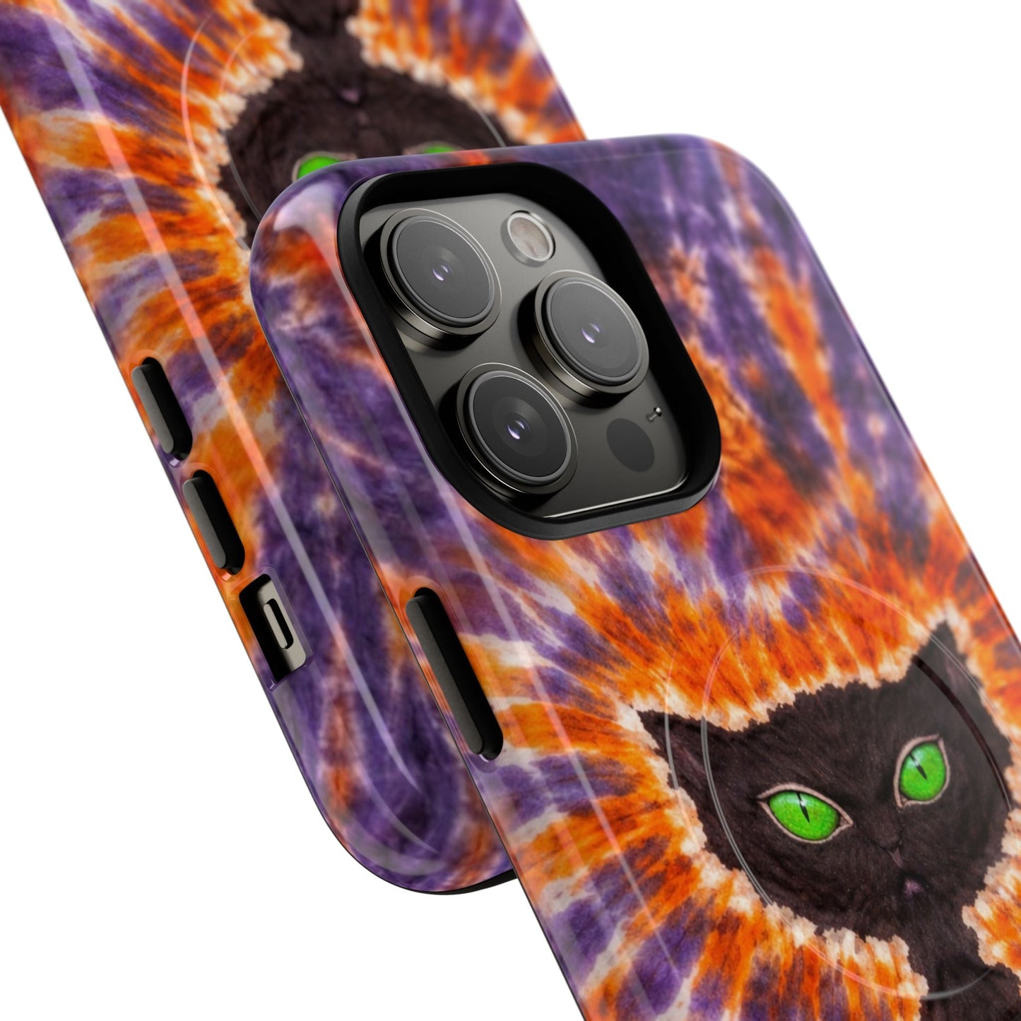 BLACK CAT PURPLE & ORANGE MAGNETIC  PHONE CASE  - TLHN2404264