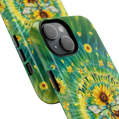 JUST BREATHE DRAGONFLY FLORAL MAGNETIC PHONE CASE  - TLHG1304263