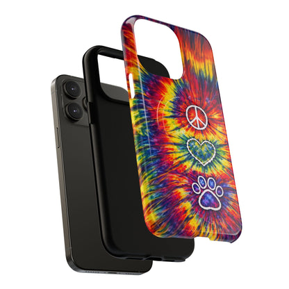 PEACE LOVE PAW PRINT COLORFUL MAGNETIC PHONE CASE - TLNT1604262