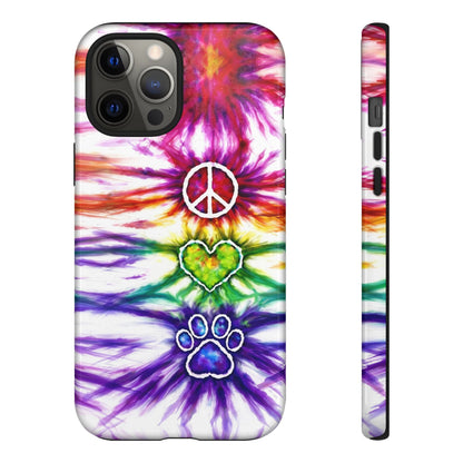 PEACE LOVE PAW PRINT SWIRL PHONE CASE - TLHG1304266