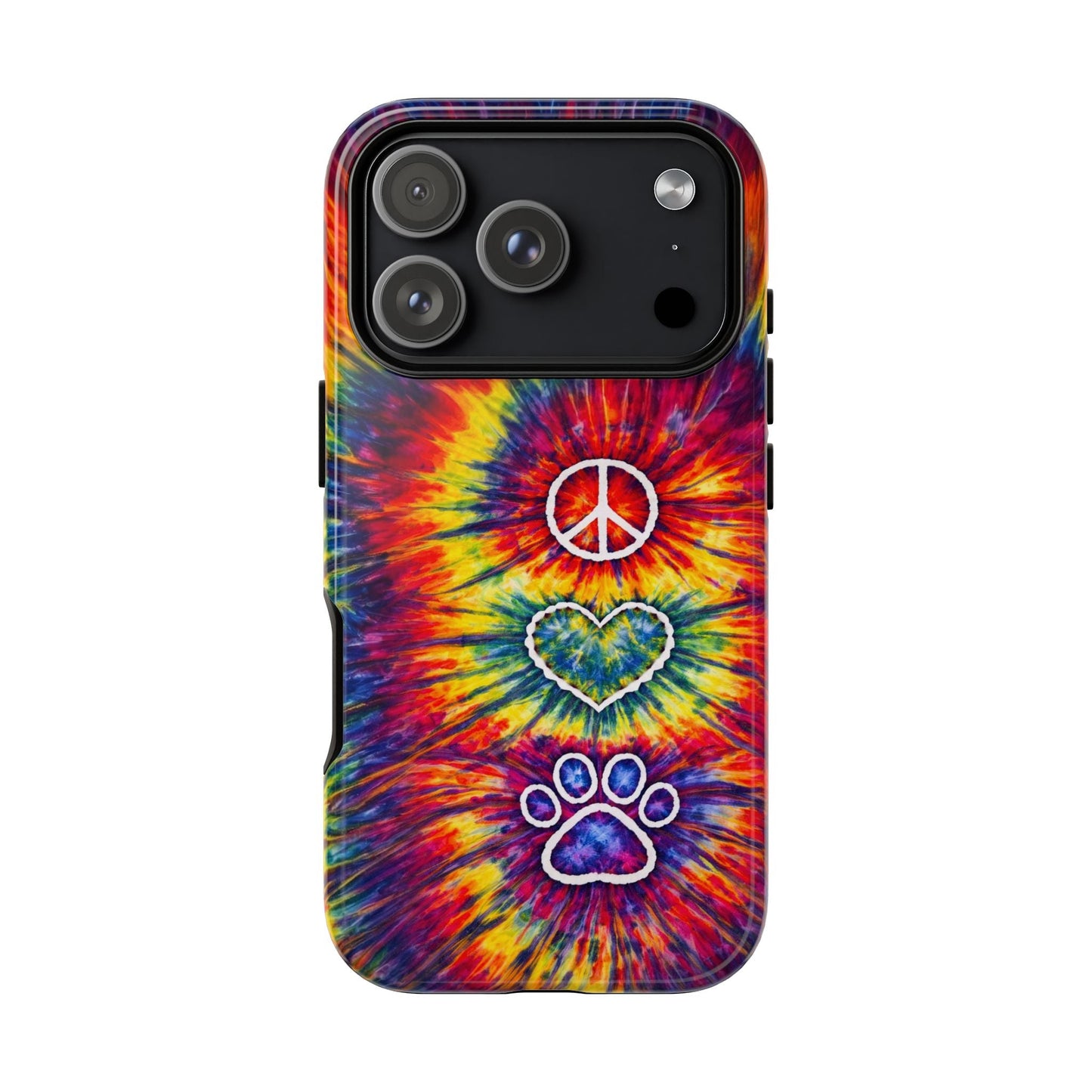 PEACE LOVE PAW PRINT COLORFUL PHONE CASE - TLNT1604262