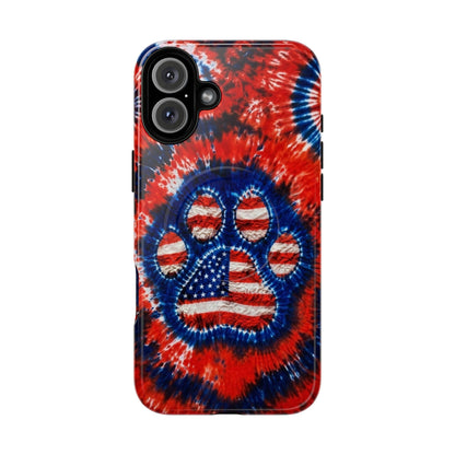 PAW PRINT RED WHITE & BLUE MAGNETIC PHONE CASE  - TLHN0405264