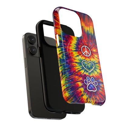 PEACE LOVE PAW PRINT COLORFUL MAGNETIC PHONE CASE - TLNT1604262
