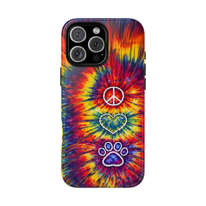 PEACE LOVE PAW PRINT COLORFUL PHONE CASE - TLNT1604262