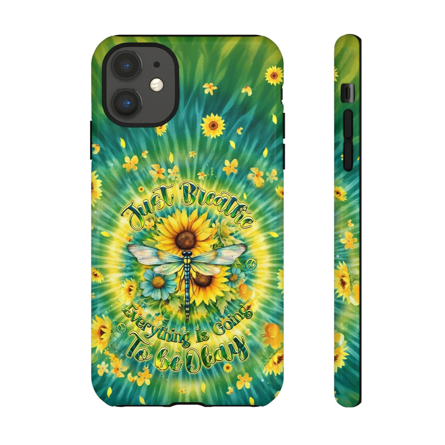JUST BREATHE DRAGONFLY FLORAL SWIRL PHONE CASE  - TLHG1304263