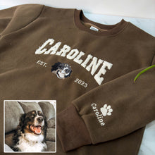 Load image into Gallery viewer, Pet&#39;s Photo Personalized Fleece Fabric Embroidered Name Hoodie Sweatshirt T-Shirt
