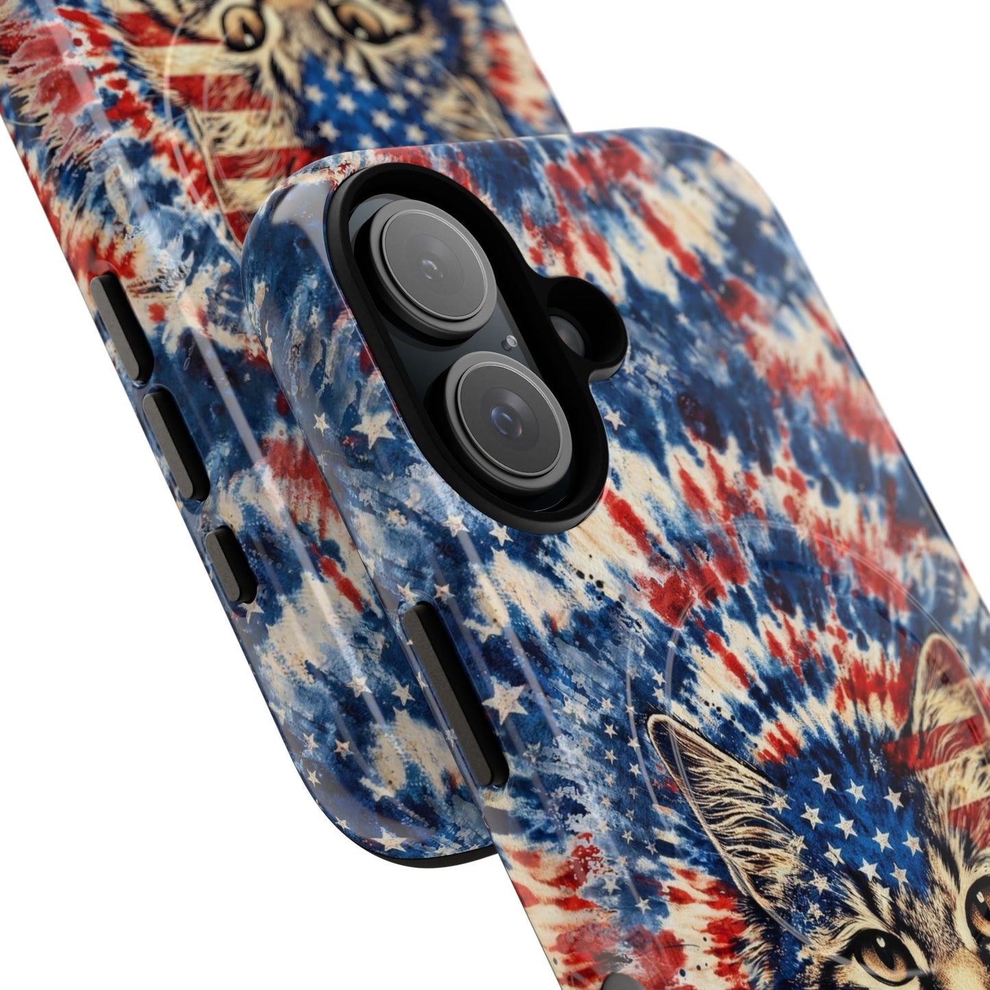 CAT RED WHITE & BLUE VINTAGE MAGNETIC PHONE CASE  - TLHG2004262