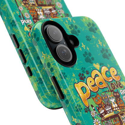 PEACE LOVE AND MEOW CATS MAGNETIC PHONE CASE - TY0707263